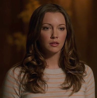 Laurel's orange striped sweater on Arrow
