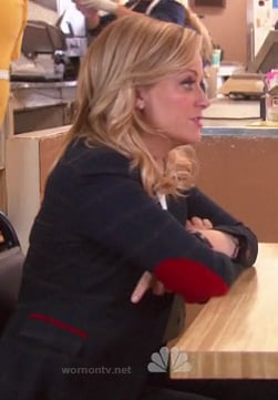 Leslie's navy checked blazer with red elbow patches on Parks & Recreation