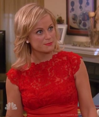 Leslie's red lace dress on Parks and Recreation