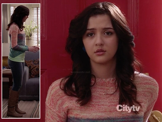 Maggie's pink and green ombre sweater on The Carrie Diaries