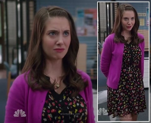 Annie's black floral button front dress on Community