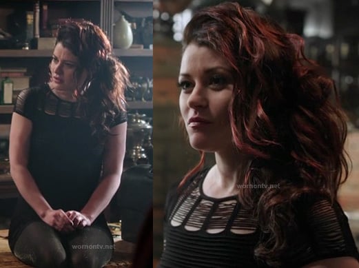 Belle's black mesh mini dress on Once Upon a Time