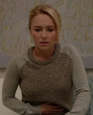 Juliette's grey knit contrast sleeve sweater on Nashville