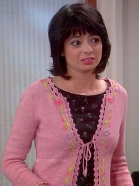 Lucy's pink embroidered cardigan on The Big Bang Theory