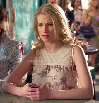 Magnolia's white bird print top on Hart of Dixie