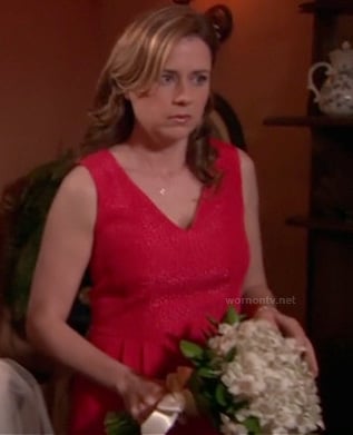 Pam's pink v-neck dress on The Office finale