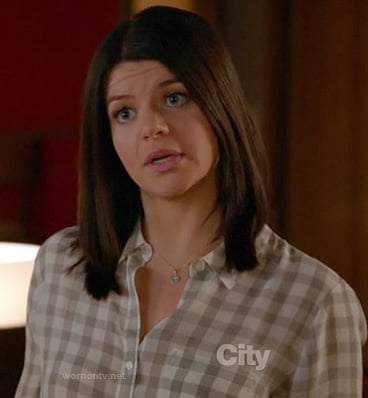 Penny's grey gingham check shirt on Happy Endings