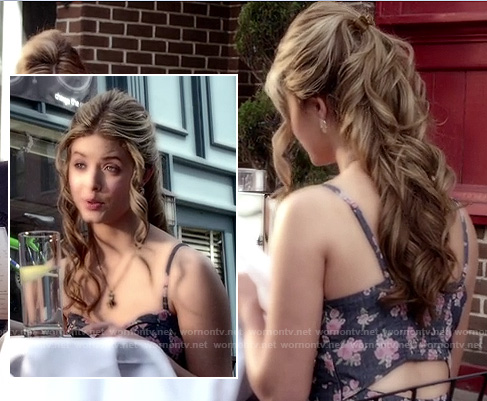 Alison's floral chambray dress on Pretty Little Liars