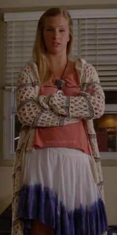 Brittany's long knit cardigan and dip dyed skirt on Glee