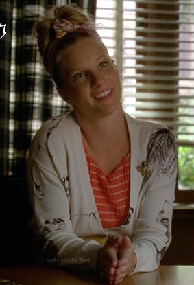 Brittany's red striped dress and dog print cardigan on Glee