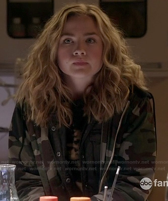 Jo's camouflage jacket on Twisted