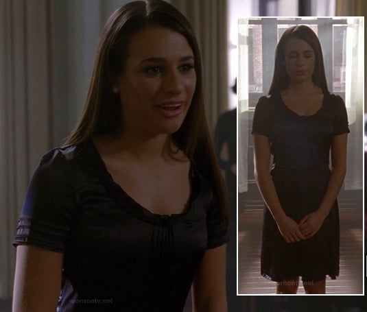 Rachel's black short sleeve dress on Glee