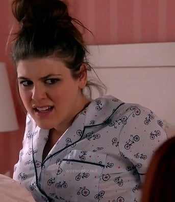 Sadie's blue bicycle print pajamas on Awkward