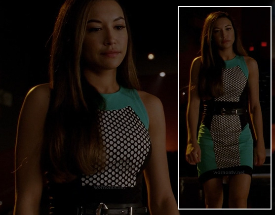 Santana's polka dot colorblock dress on Glee