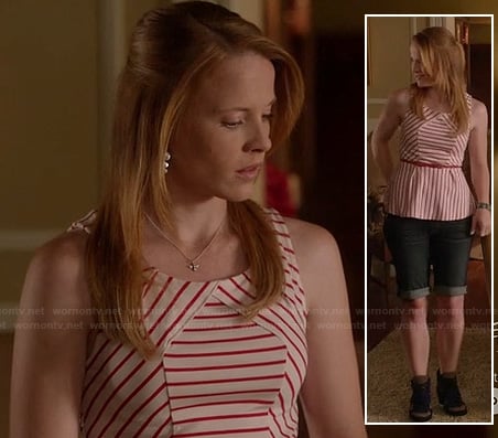 Daphne's red and white striped peplum top on Switched at Birth