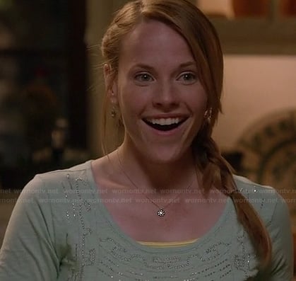 Daphne's mint green beaded top on Switched at Birth