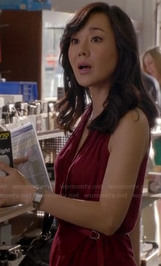 Karen's red wrap top on Mistresses