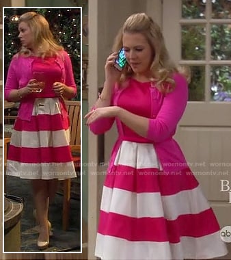 Mel's pink and white striped dress on Melissa