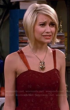 Riley's burgundy polka dot sweetheart dress on Baby Daddy
