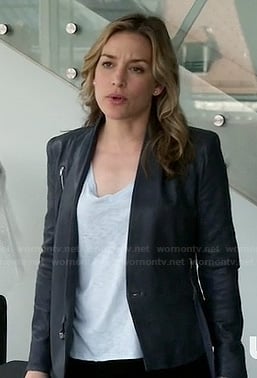 Annie's blue/grey leather jacket on Covert Affairs