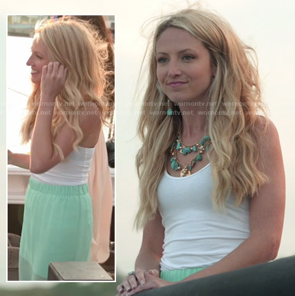 Jackie's mint green sheer maxi skirt on The Vineyard