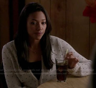 Lacey's white beaded zip front jacket on Twisted