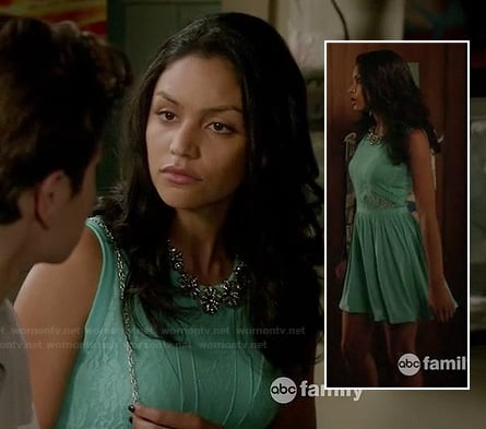 Lexi's mint green lace dress at the wedding on The Fosters