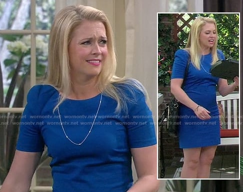 Mel's blue short sleeve mini dress on Melissa and Joey