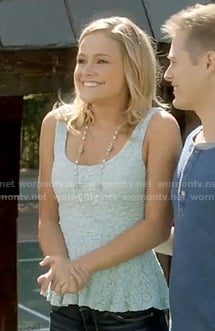 Nikki's mint green lace peplum top on Switched at Birth