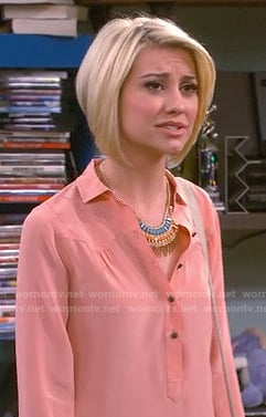 Riley's peach orange half placket shirt on Baby Daddy