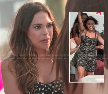 Sophi's black floral daisy print dress on The Vineyard