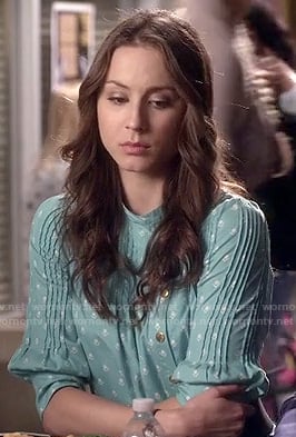Spencer's mint green asymmetric top on Pretty Little Liars