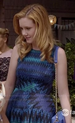 Talya's blue zig zag print dress at the wedding on The Fosters