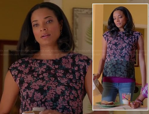 April's pink and green floral top on Mistresses