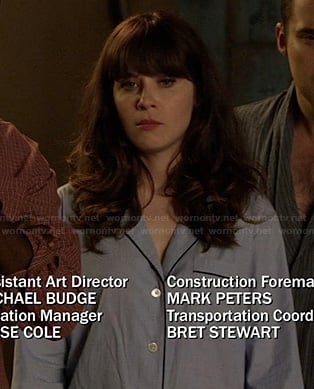 Jess's blue pajamas on New Girl