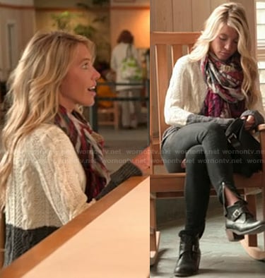 Katie's grey and white colorblock sweater on The Vineyard