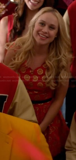 Kitty's red and gold patterned dress on Glee
