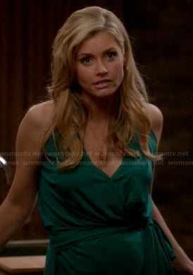 Taylor's green wrap style halter dress on Devious Maids