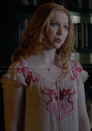 Alexis's embroidred peasant top on Castle
