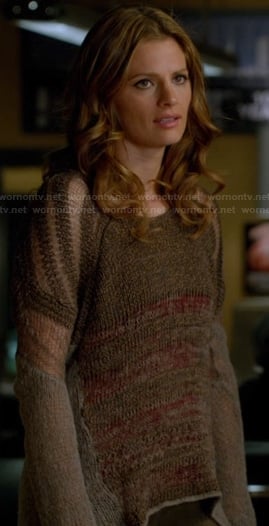 Beckett's brown sheer striped sweater on Castle
