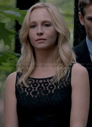 Caroline's black mesh polka dot dress on The Vampire Diaries