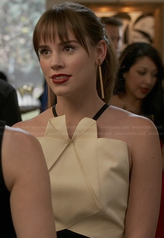 Charlotte's black and white fold-detail dress on Revenge