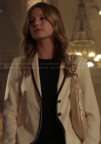Emily's white blazer with contrast trim on Revenge
