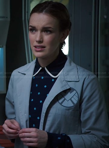 Jemma's polka dot collared sweater on Agents of SHIELD