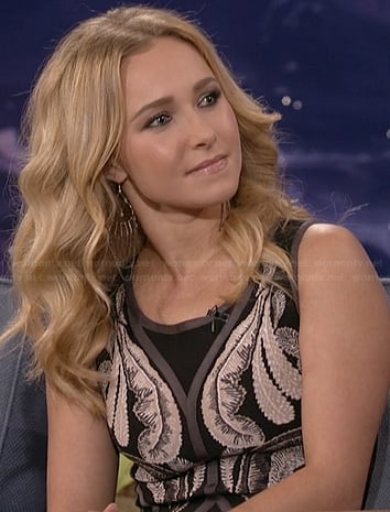 Juliette's feather embroidered dress on Conan on Nashville