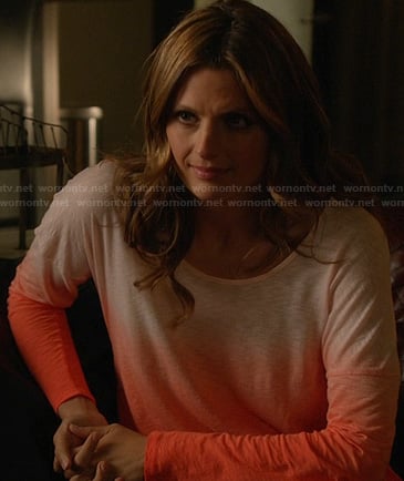 Kate's orange long sleeved ombre tee on Castle