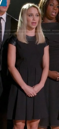Kitty's black pleated leather yoke dress on Glee