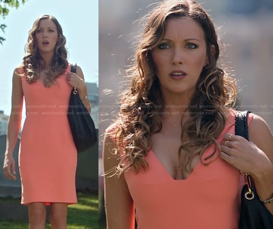 Laurel's peach v-neck dress on Arrow