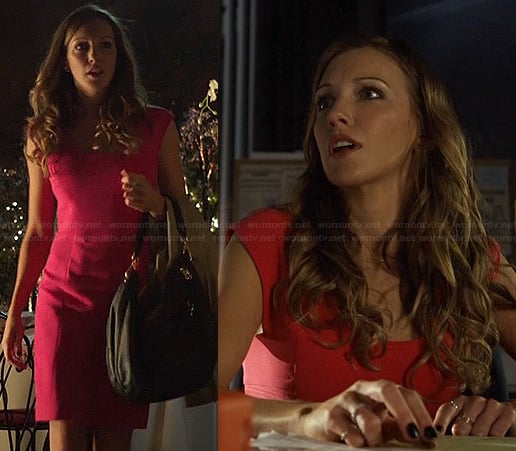 Laurel's pink cap sleeved dress on Arrow