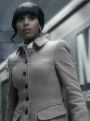 Olivia's beige seamed single-breasted trench coat on Scandal